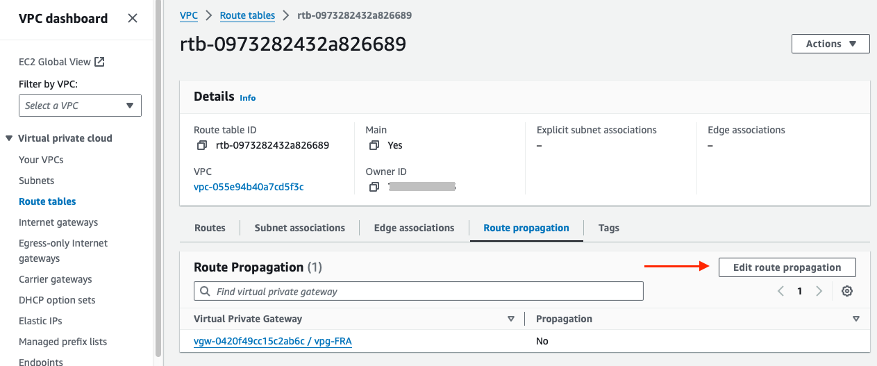 AWS Route Propagation