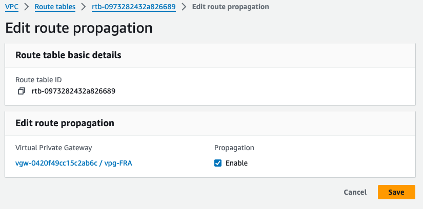 AWS Route Propagation