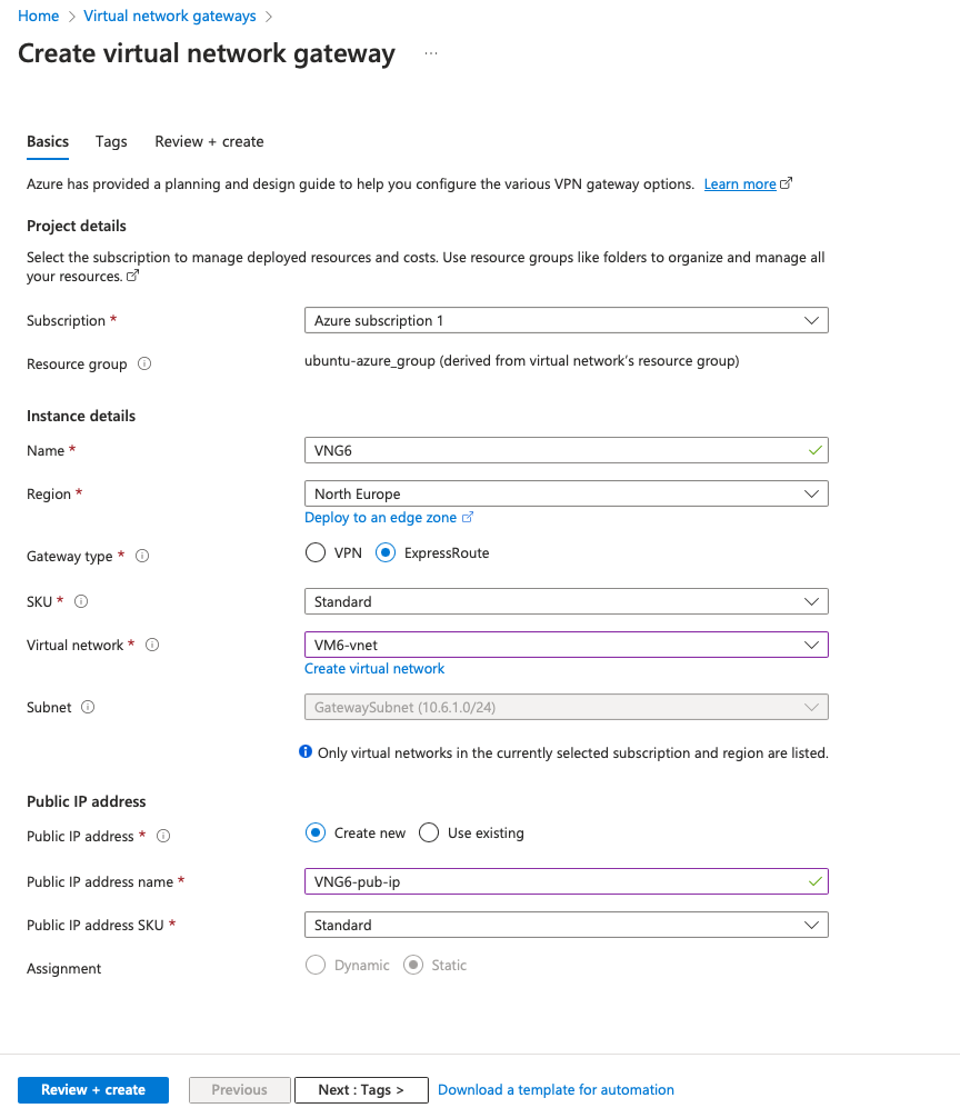 Azure Virtual Network Gateway